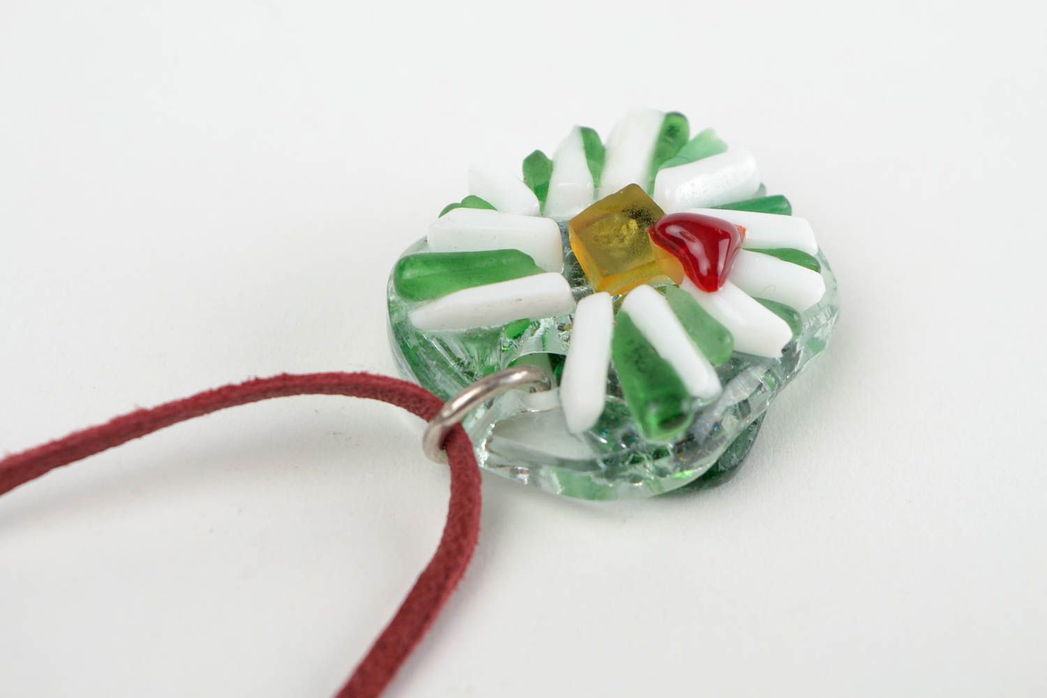 Handmade Glasschmuck Anhänger Accessoire für Frauen Designer Schmuck grün foto 4