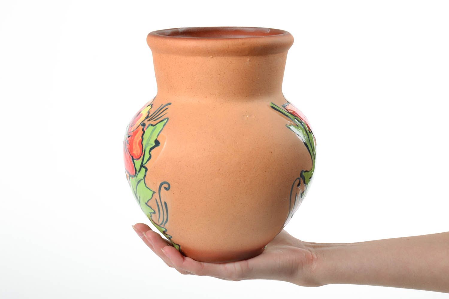 Der handgemachte Krug aus Keramik Mohnblume foto 2