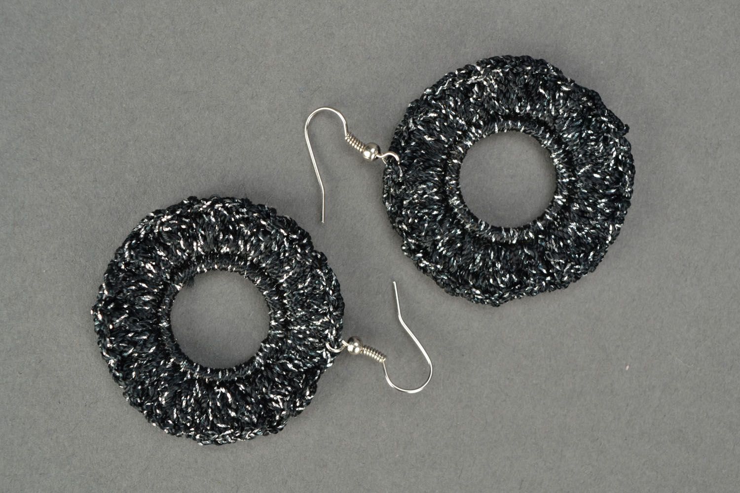 Crochet earrings Silver Night photo 3