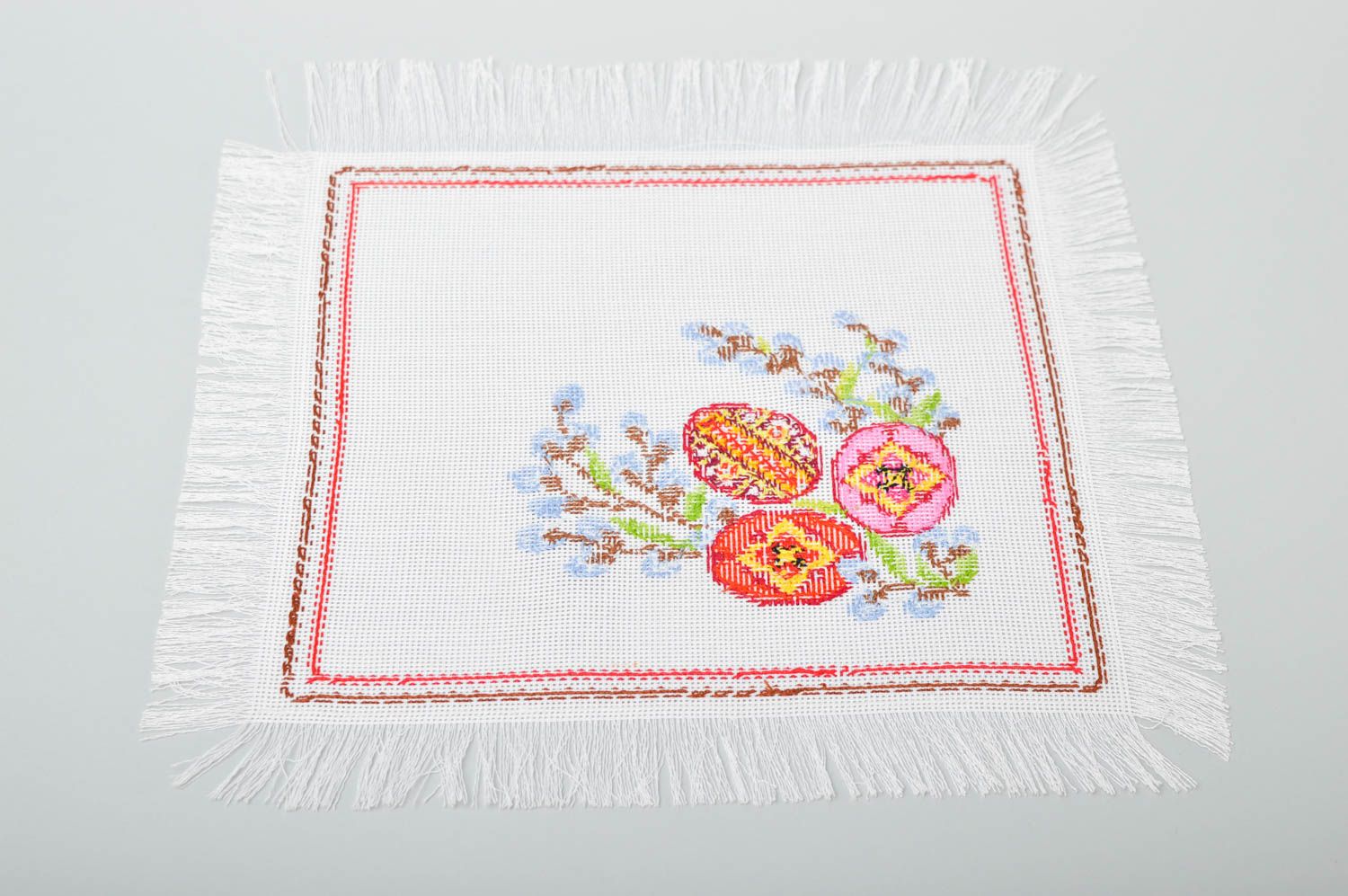 Сервировочная салфетка ручной работы текстиль для дома декор для дома с вышивкой фото 5