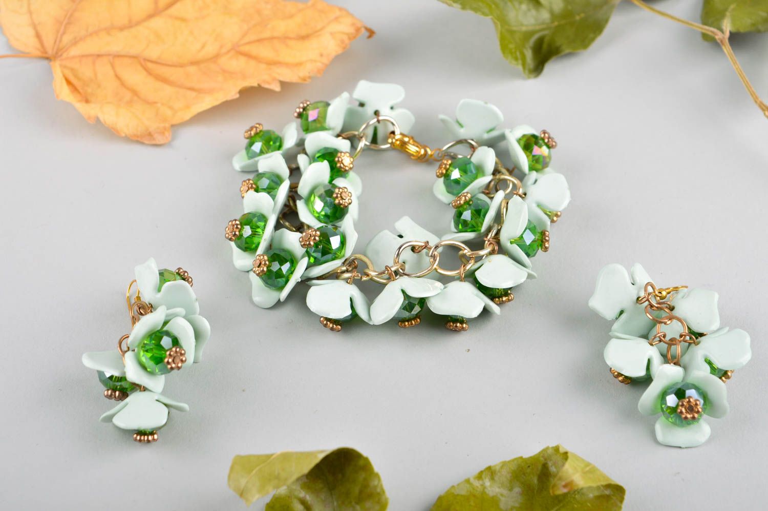 Handmade jewelry plastic bracelet crystal earrings designer accessories for her photo 1