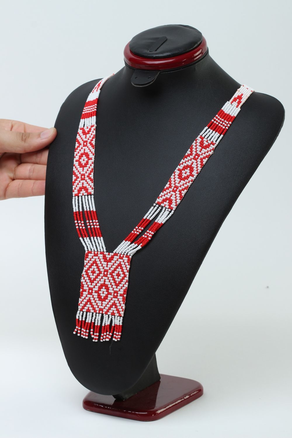 Этническое украшение ручной работы гердан из бисера украшение из бисера фото 3
