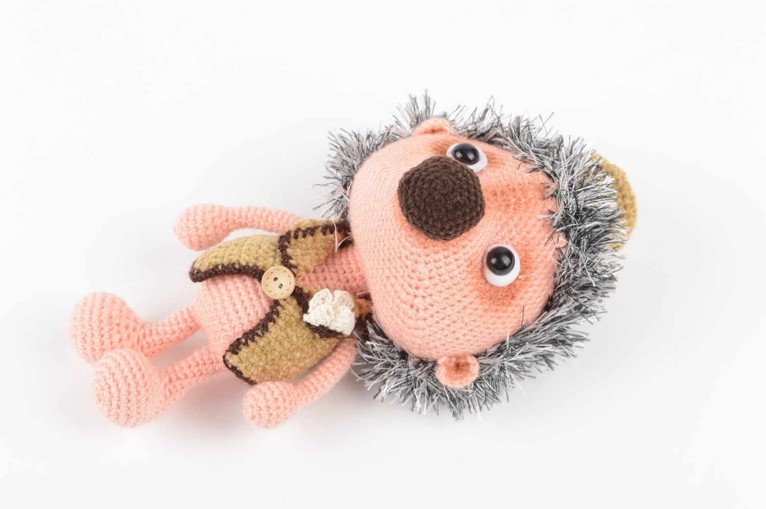 Handmade funny hedgehog unusual crocheted soft toy cute stylish toy for kids photo 1
