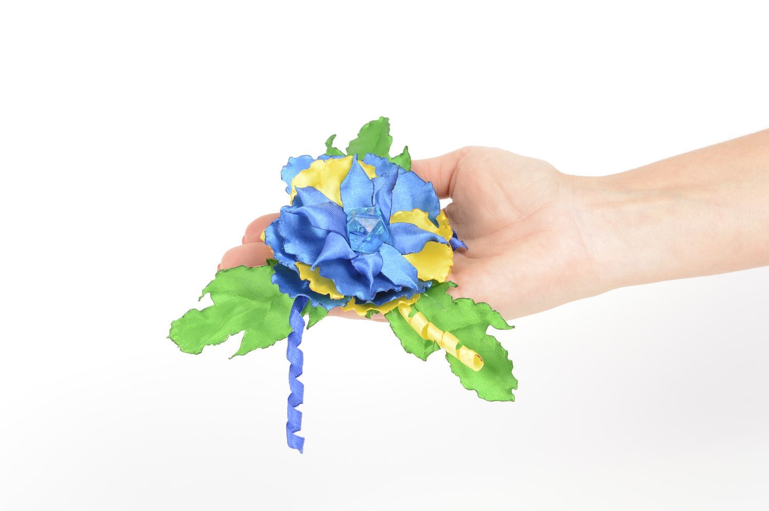 Handmade children scrunchy flower satin ribbon accessory for girls gift idea photo 5