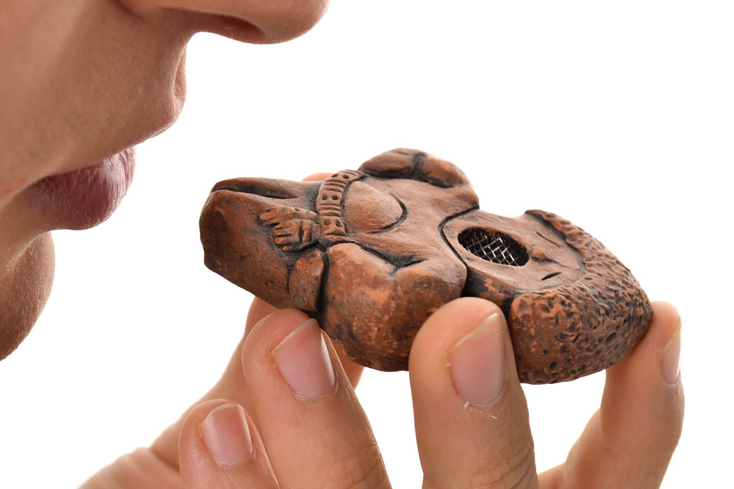 Pipa de arcilla hecha a mano accesorio para fumador regalo para hombre foto 1
