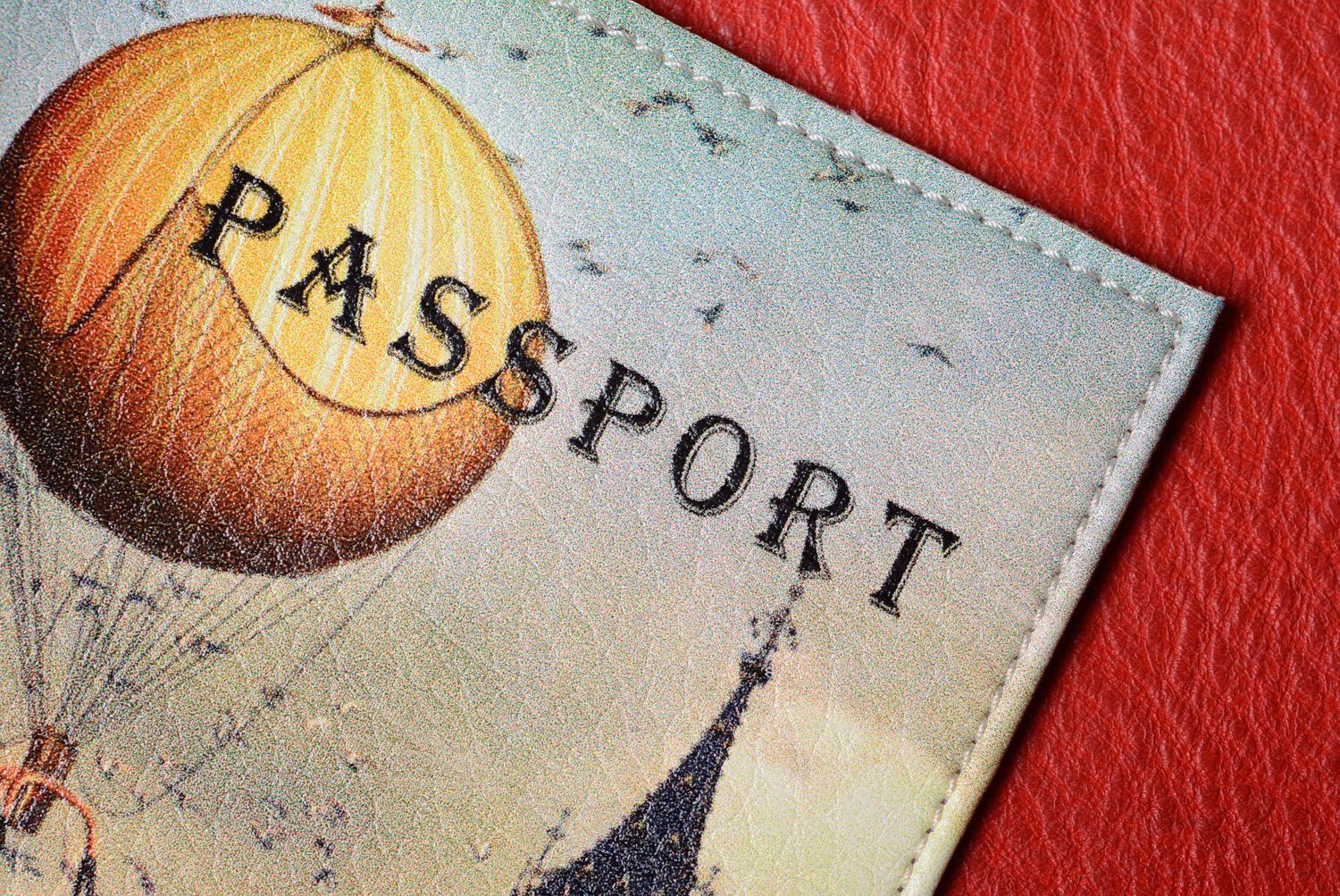 Homemade leather passport cover with print London photo 4