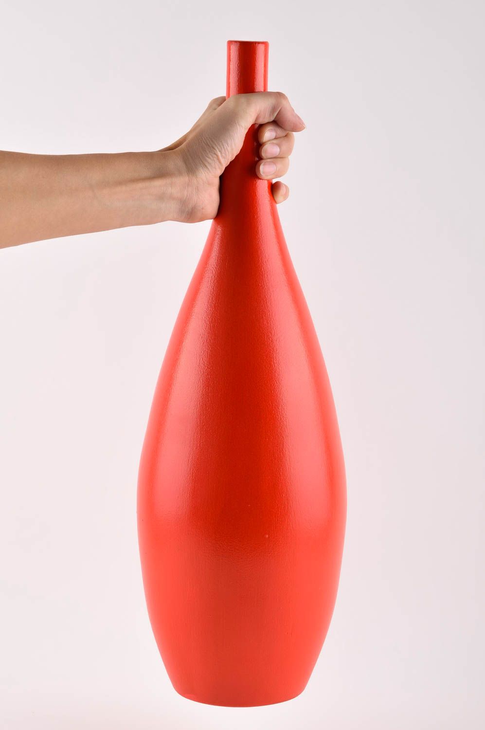 Vase argile Déco maison fait main haut rouge Cadeau original de créateur photo 6