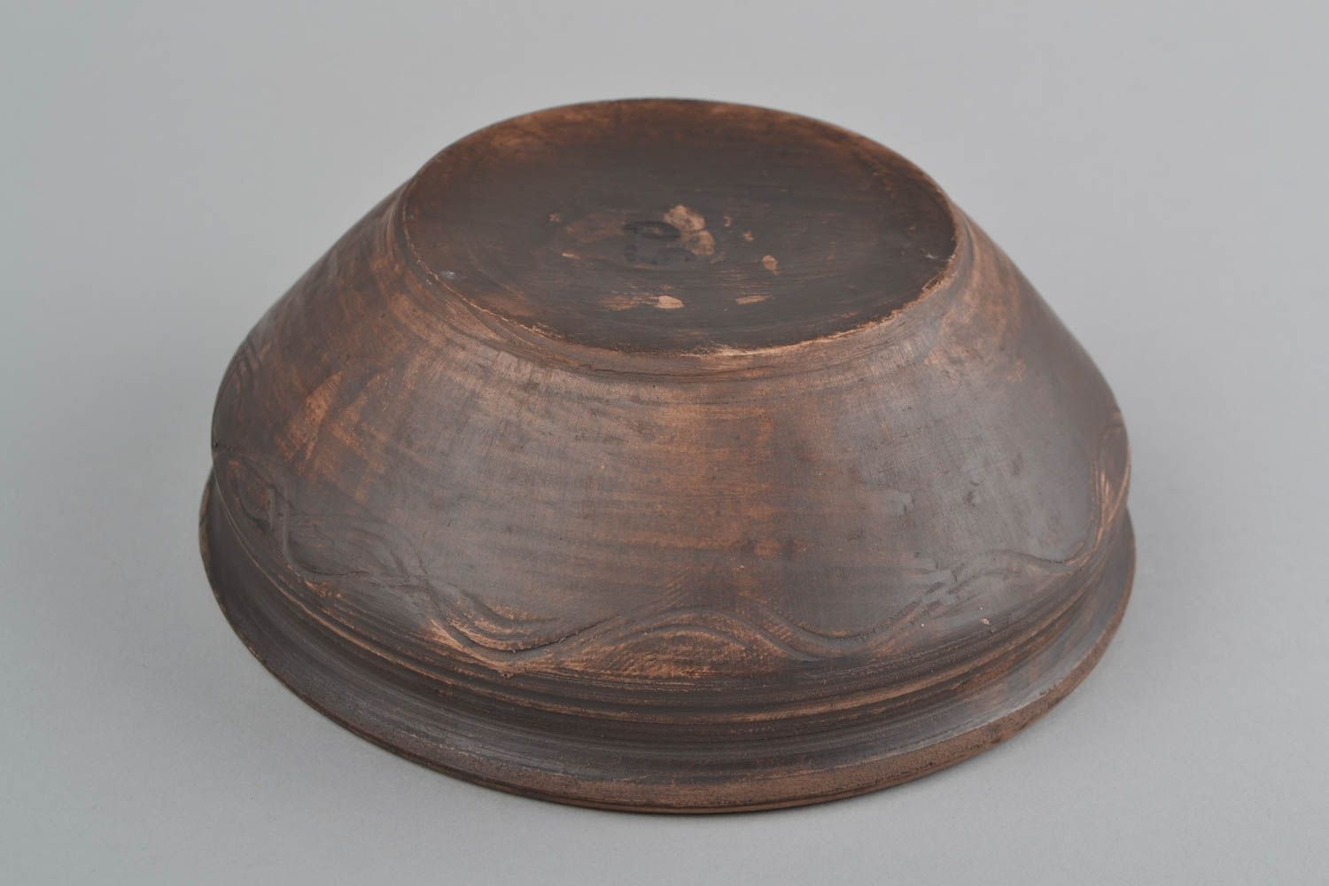 Handmade dark brown ceramic bowl kilned with the use of milk for 700 ml photo 5