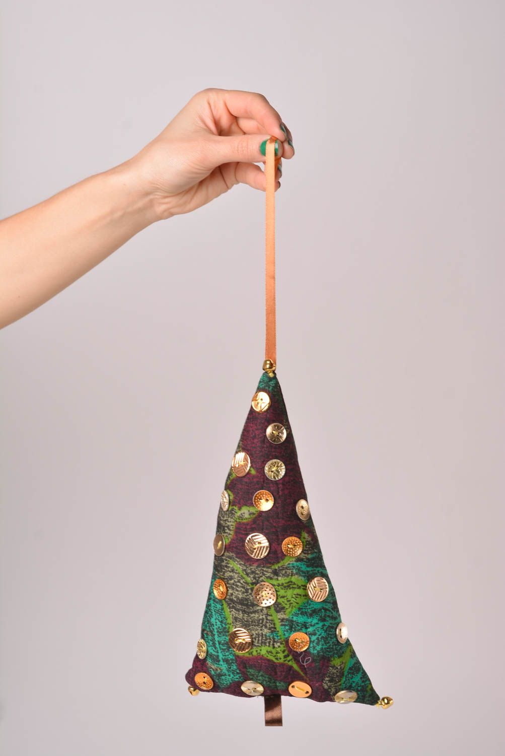 Мягкая игрушка ручной работы декор для дома мягкая подвеска елка текстильная фото 2