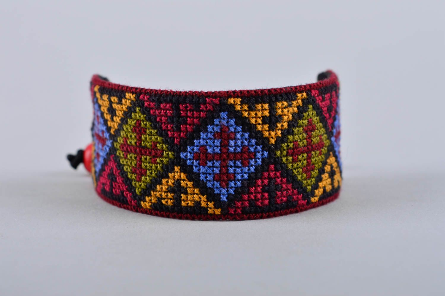 Bracelet textile Bijou fait main multicolore large Accessoire femme design photo 5