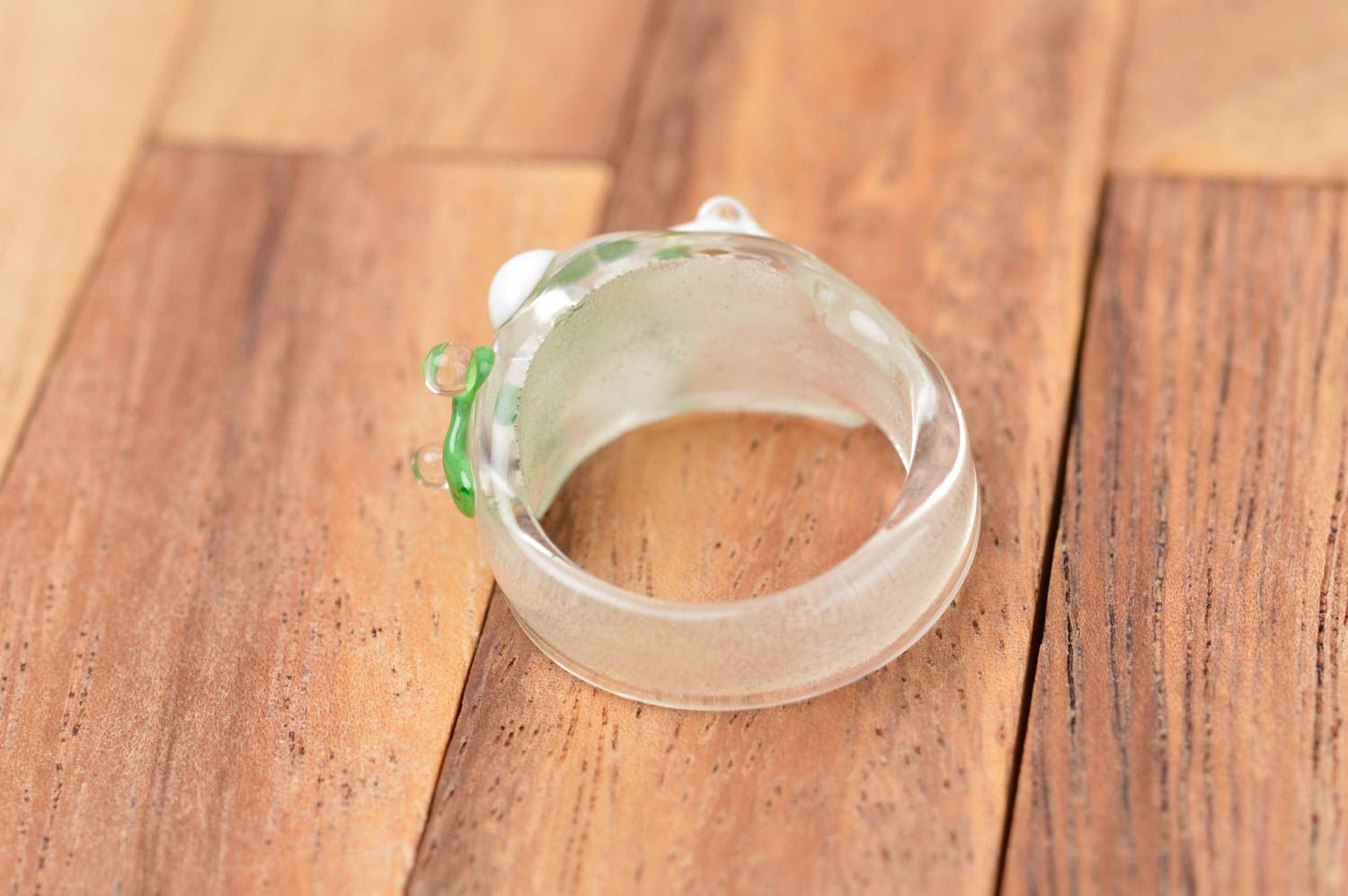 Кольцо ручной работы кольцо из стекла дизайнерское украшение подснежники фото 4