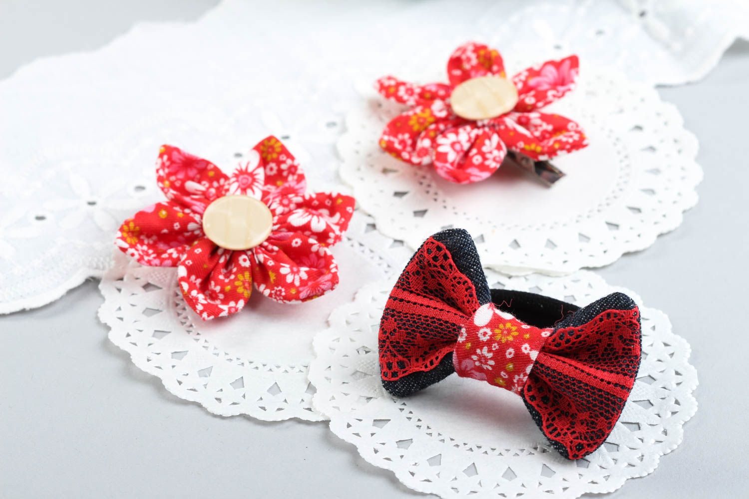 Childrens handmade hair clips flower hair clip hair bow scrunchie gifts for kids photo 1
