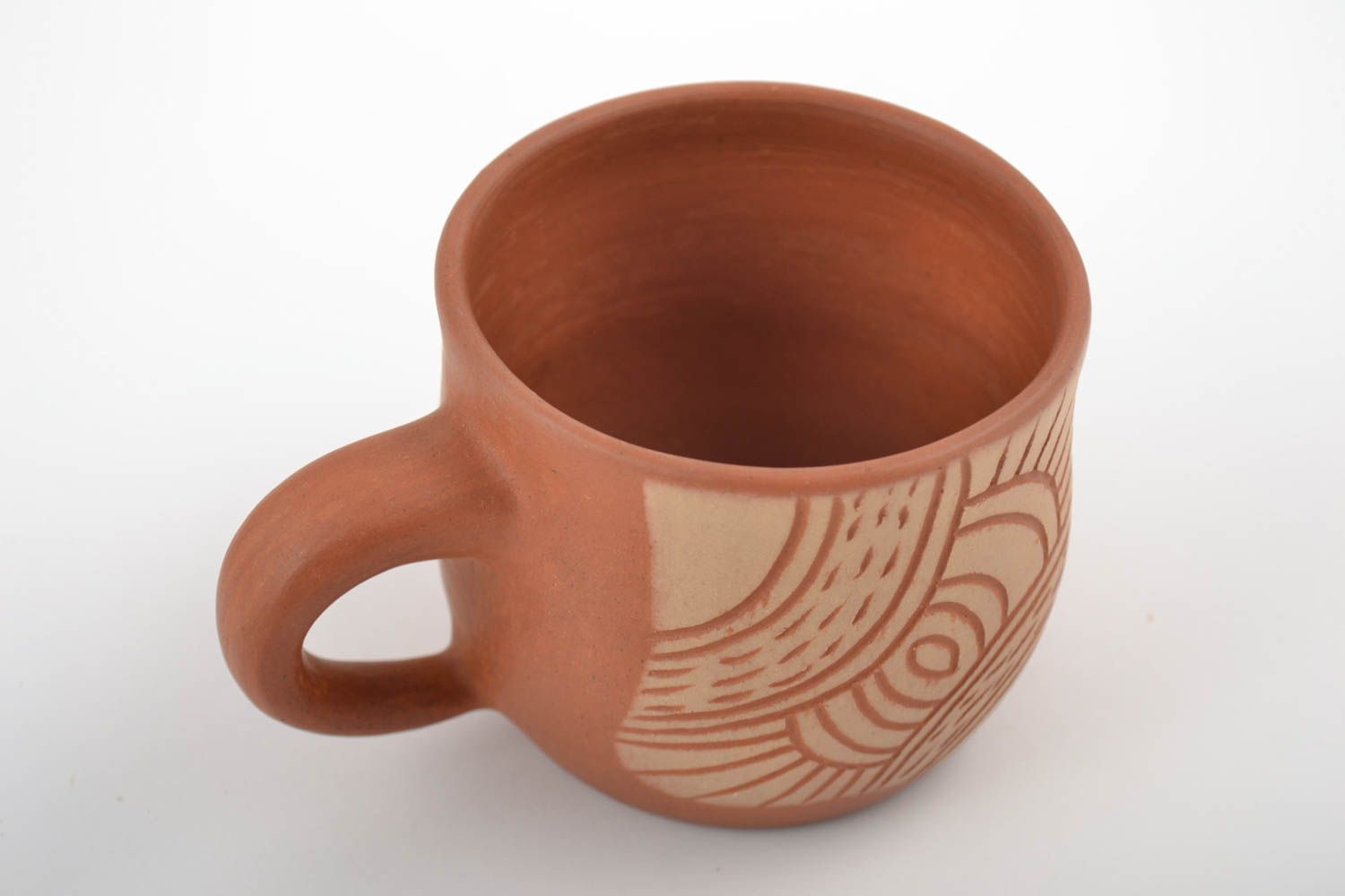8 oz ceramic coffee cup with cave drawings and handle photo 3