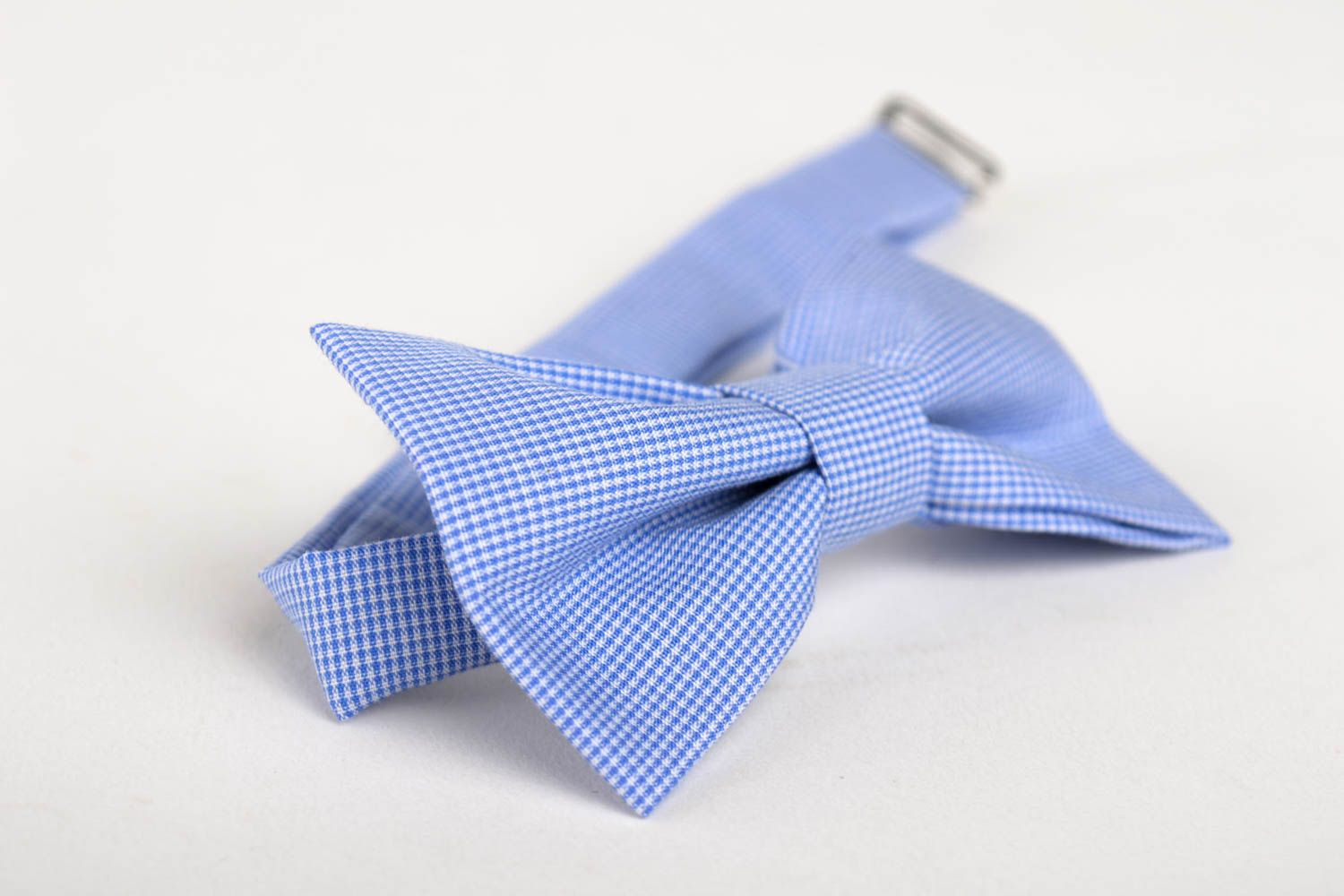 Handmade blue bow tie unusual textile bow tie universal stylish accessory photo 2
