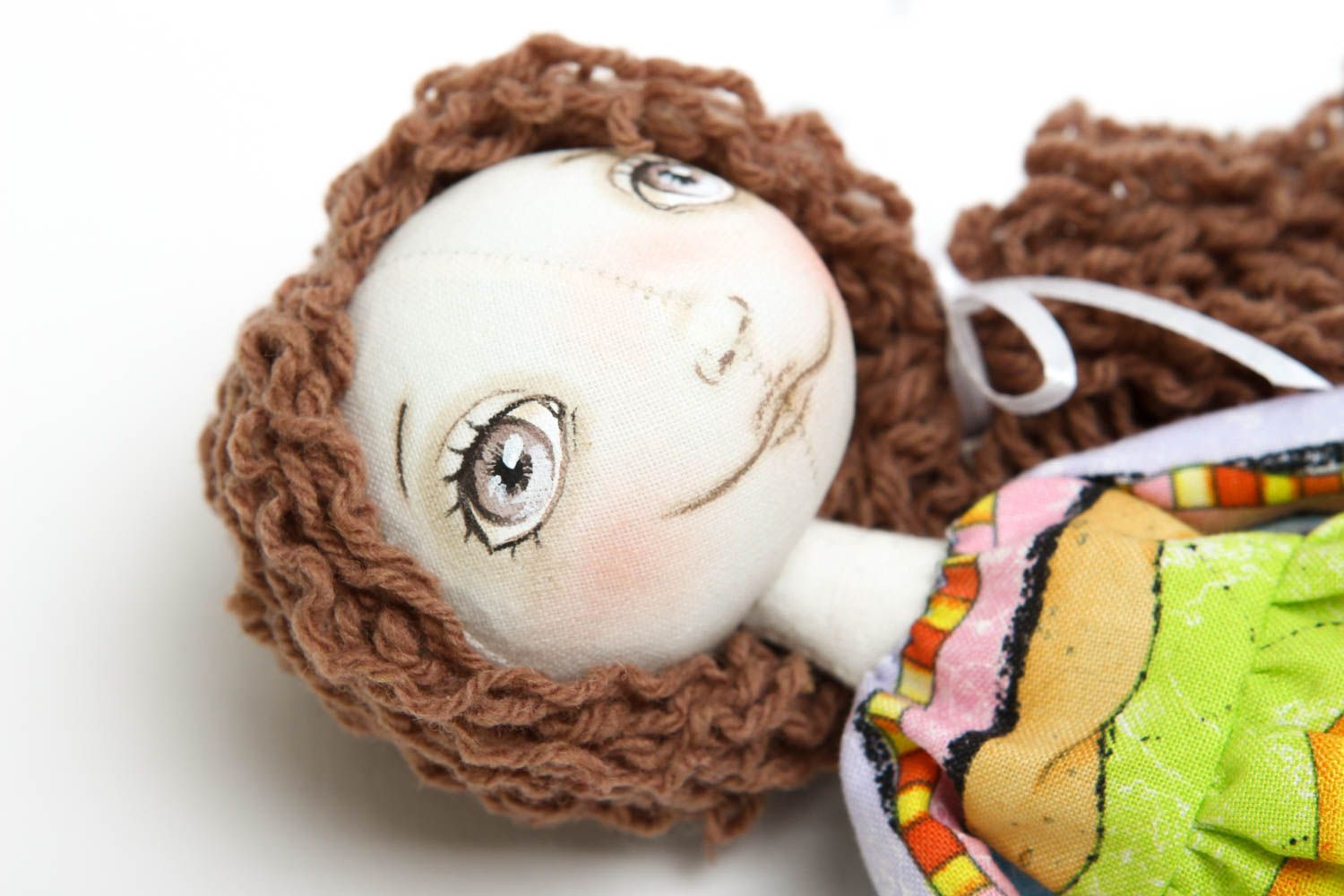 Bambola dipinta in cotone fatta a mano pupazzo tessile originale decoro casa foto 2