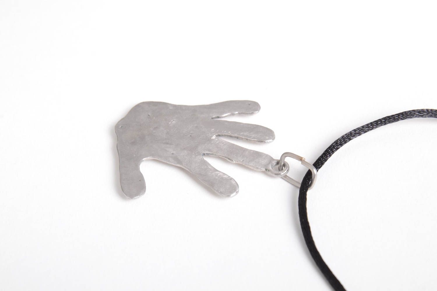Pendentif main Bijou fait main en acier inoxydable sur cordon Cadeau femme photo 4