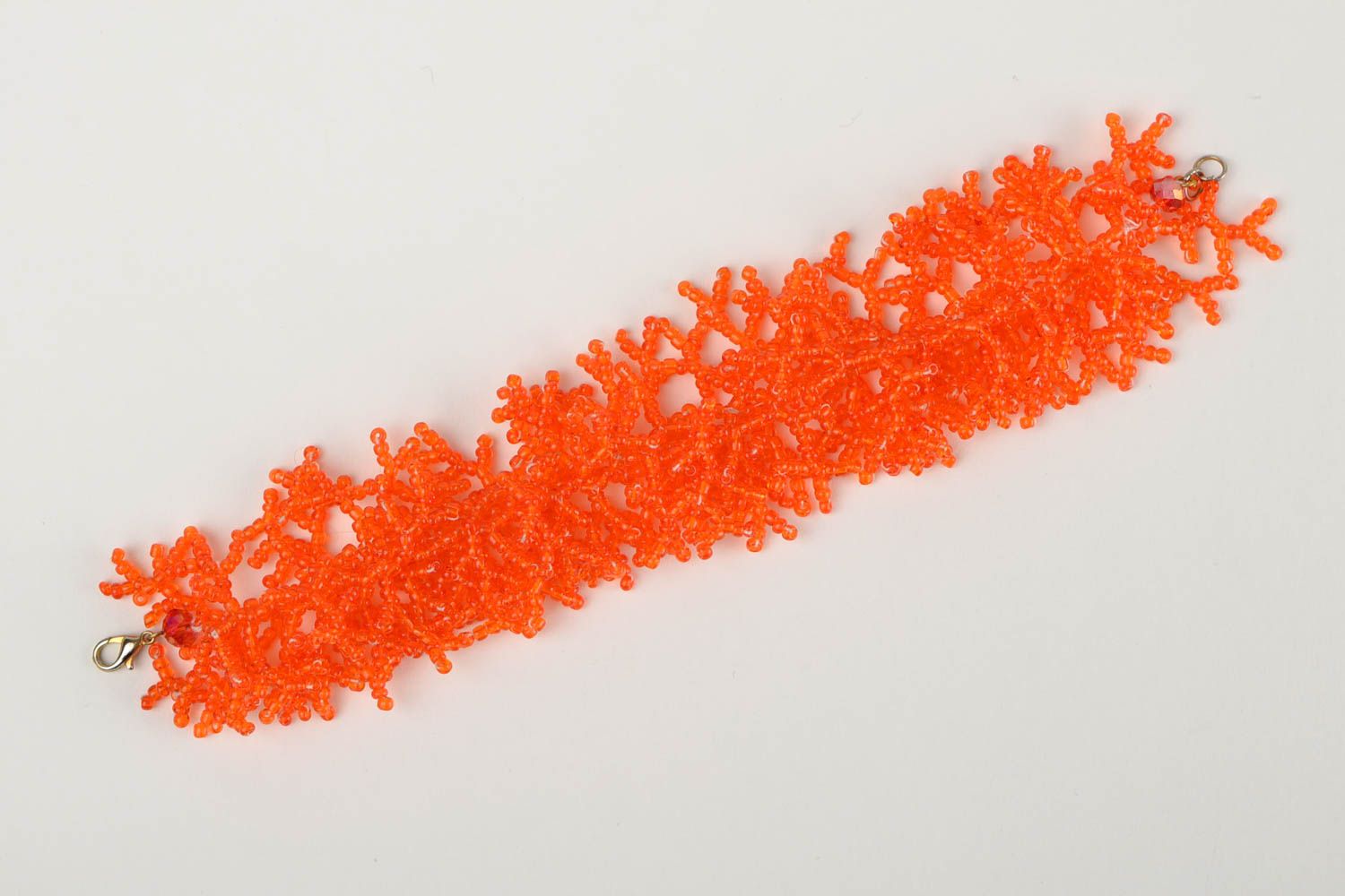 Браслет ручной работы браслет из бисера и хрусталя оранжевый модная бижутерия фото 4