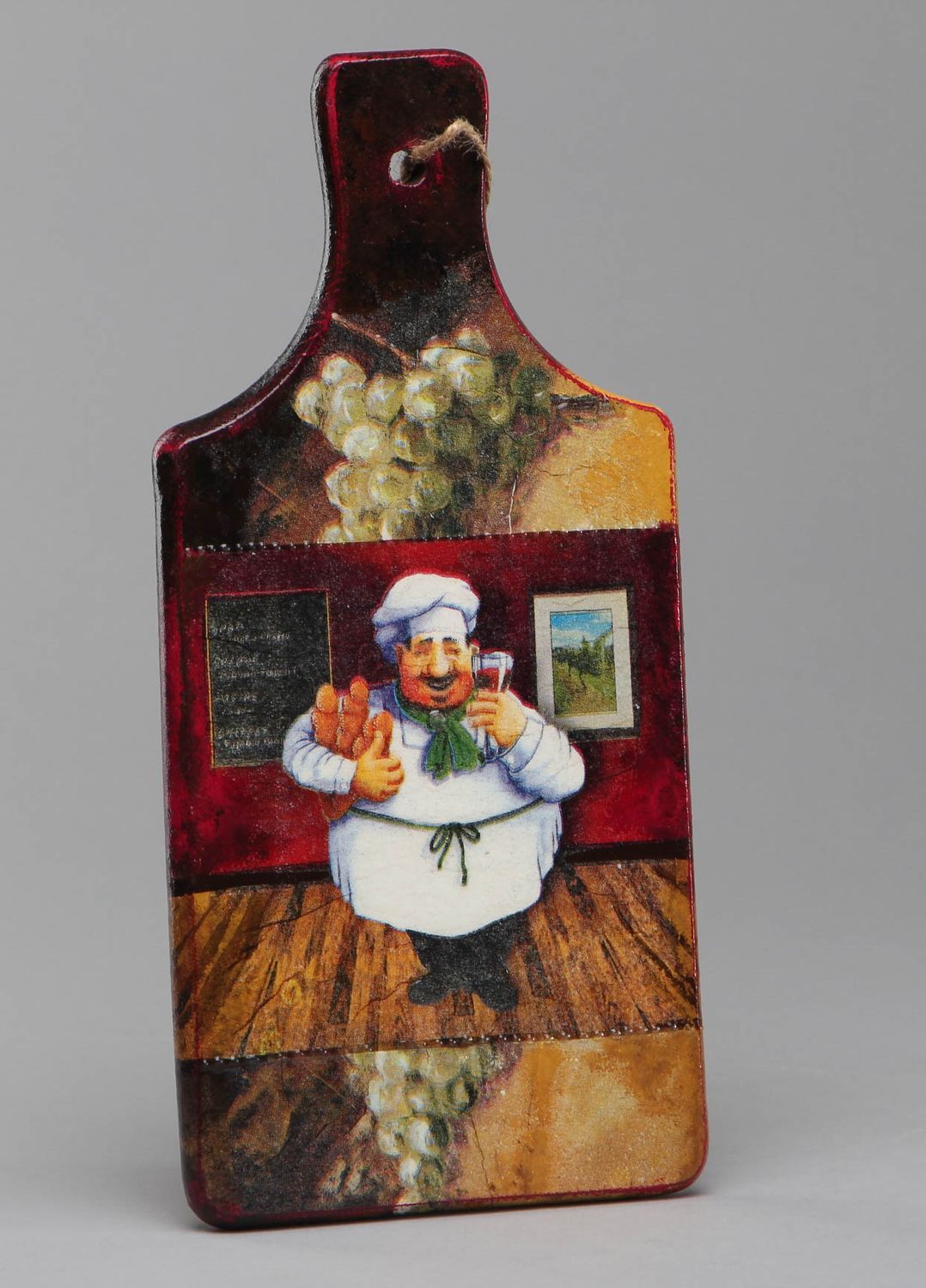 Decoupage cutting board with image of cook photo 1