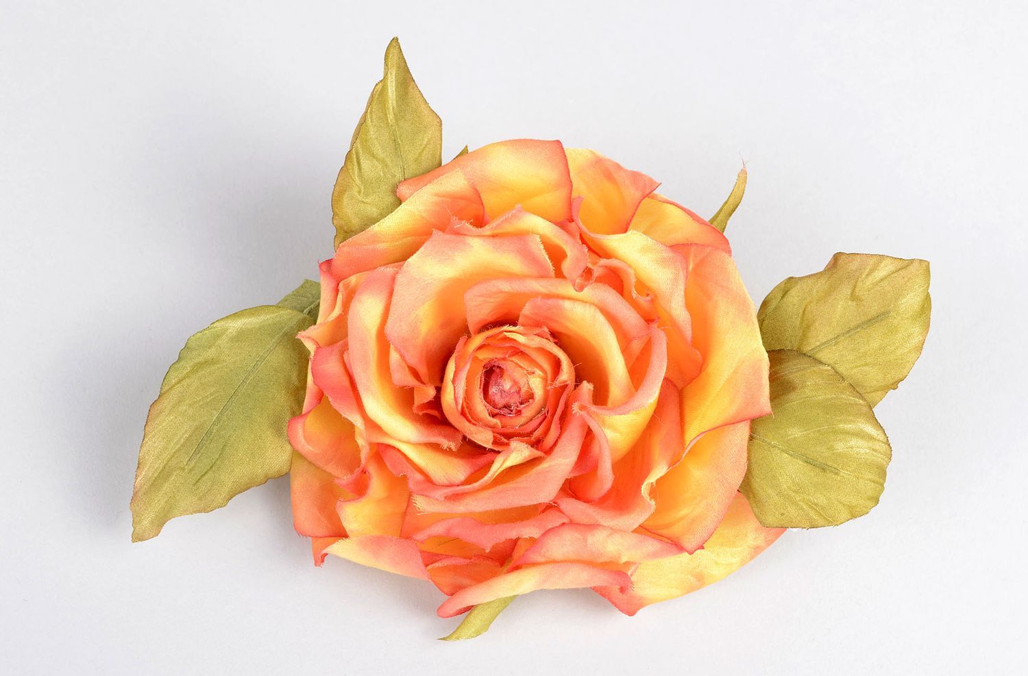 Broche fleur orange faite main Bijou tissu soie Idée cadeau femme design photo 5