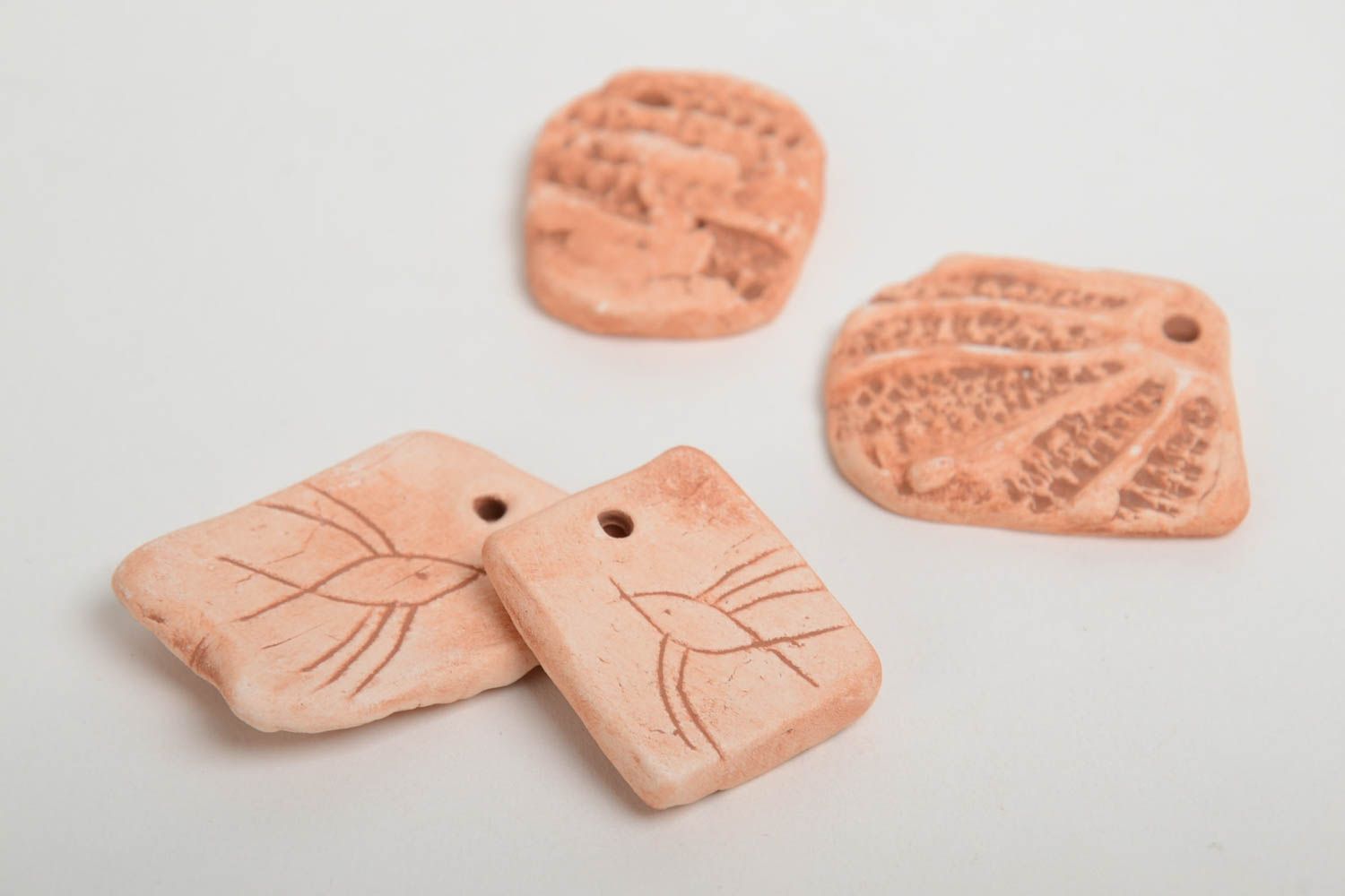 Set of handmade designer DIY clay blanks for pendants making 4 pieces photo 2