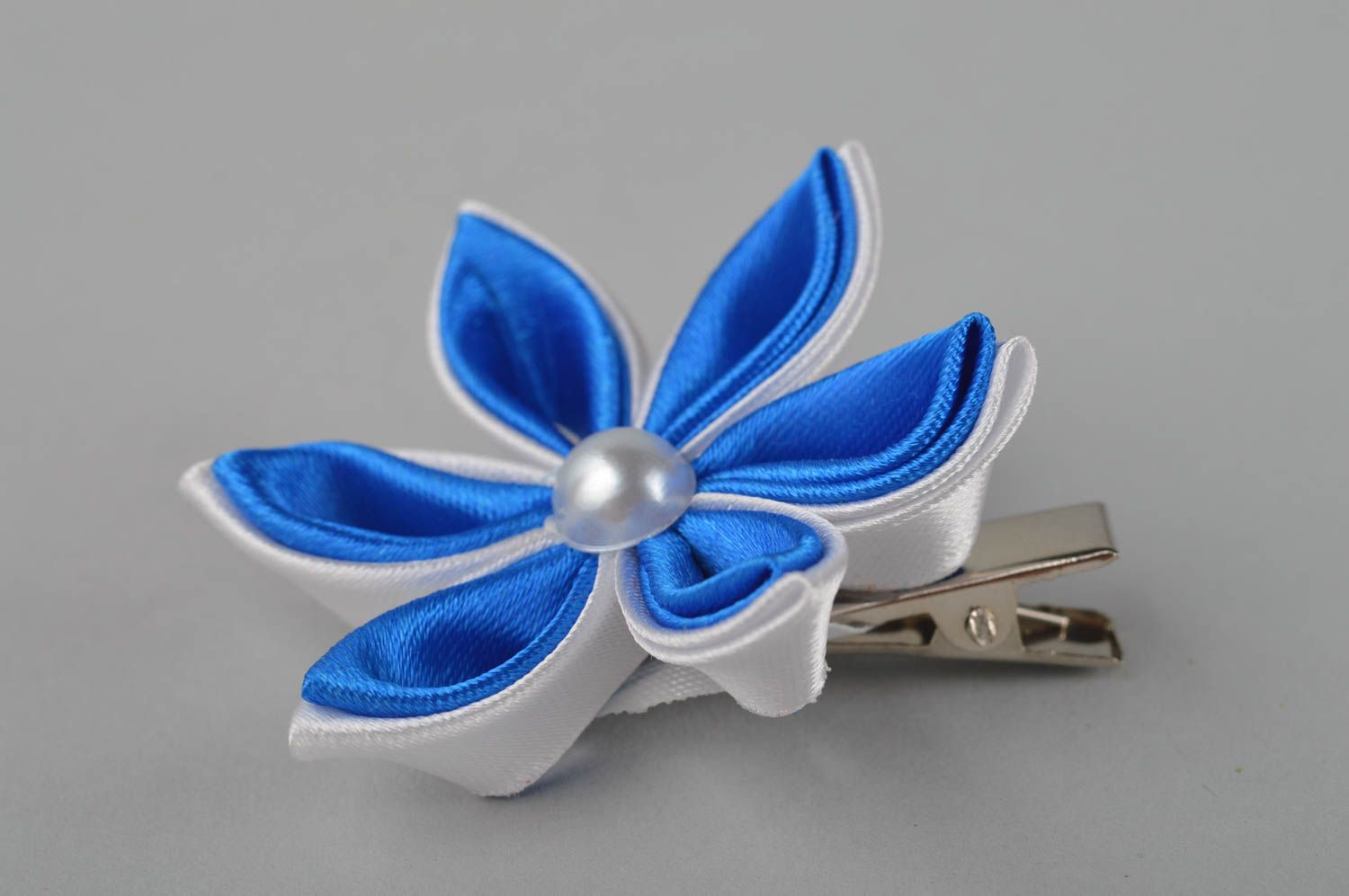 Haar Accessoire handgeschaffen Haarschmuck Blume originell Haar Schmuck blau foto 5