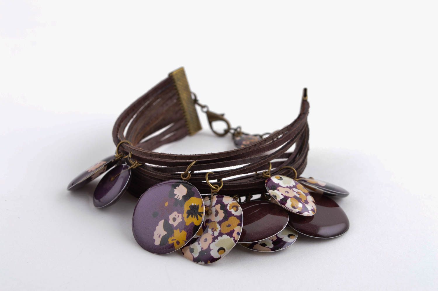 Handmade leather cute bracelet elegant stylish bracelet female accessory photo 3