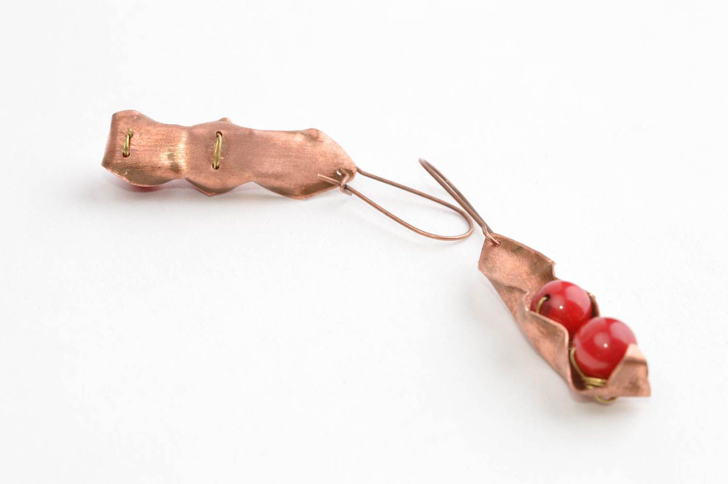 Handmade earrings unusual accessories designer jewelry copper earrings photo 4