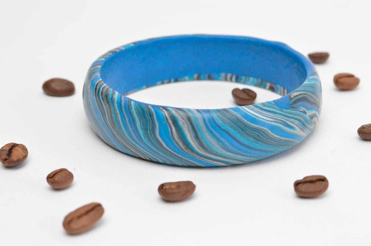Blaues Armband aus Polymer Ton schöner origineller handmade Schmuck für Frauen  foto 1