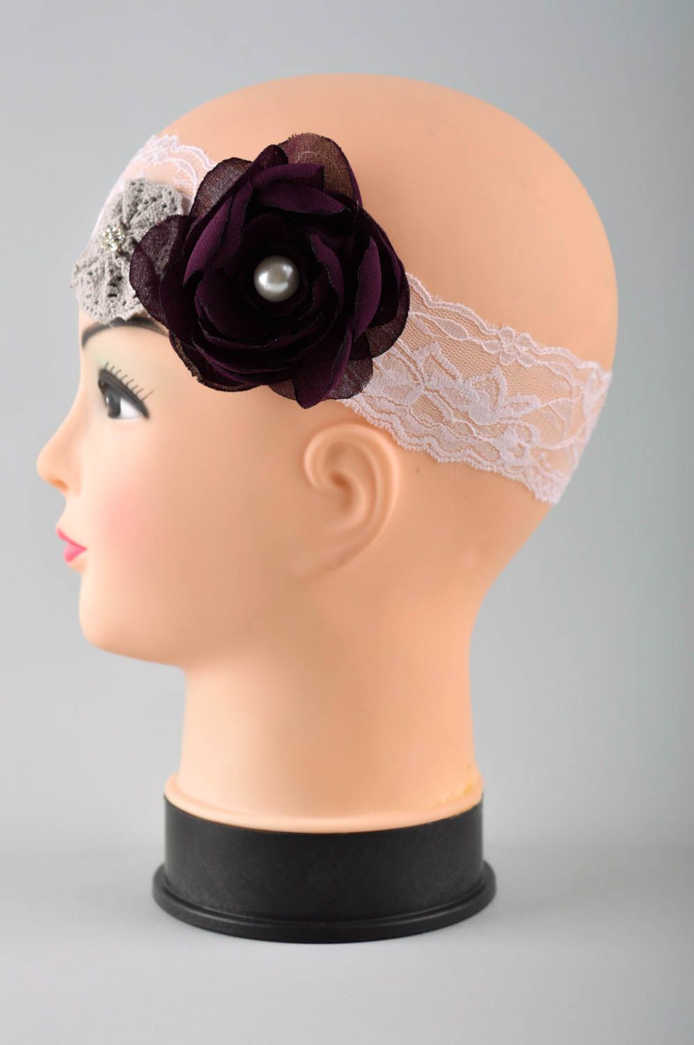 Handmade Haarband mit Blume Mädchen Haarschmuck Accessoire für Haare elegant foto 3