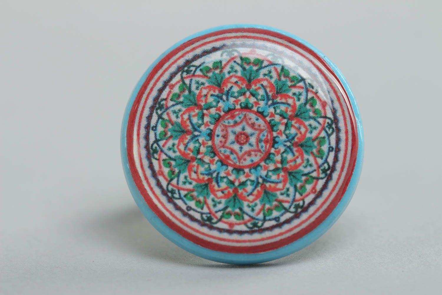 Кольцо из полимерной глины с покрытием глазурью круглое цветное ручная работа фото 3