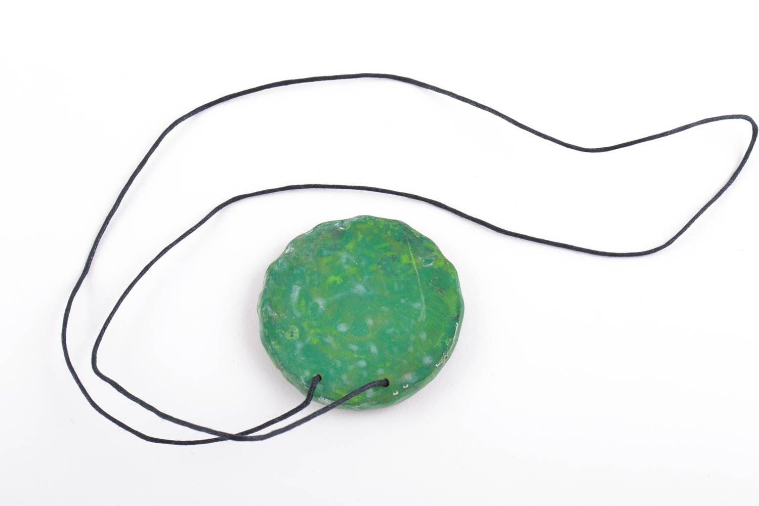 Handmade decorative round pendant in ethnic style green stylish accessory  photo 3
