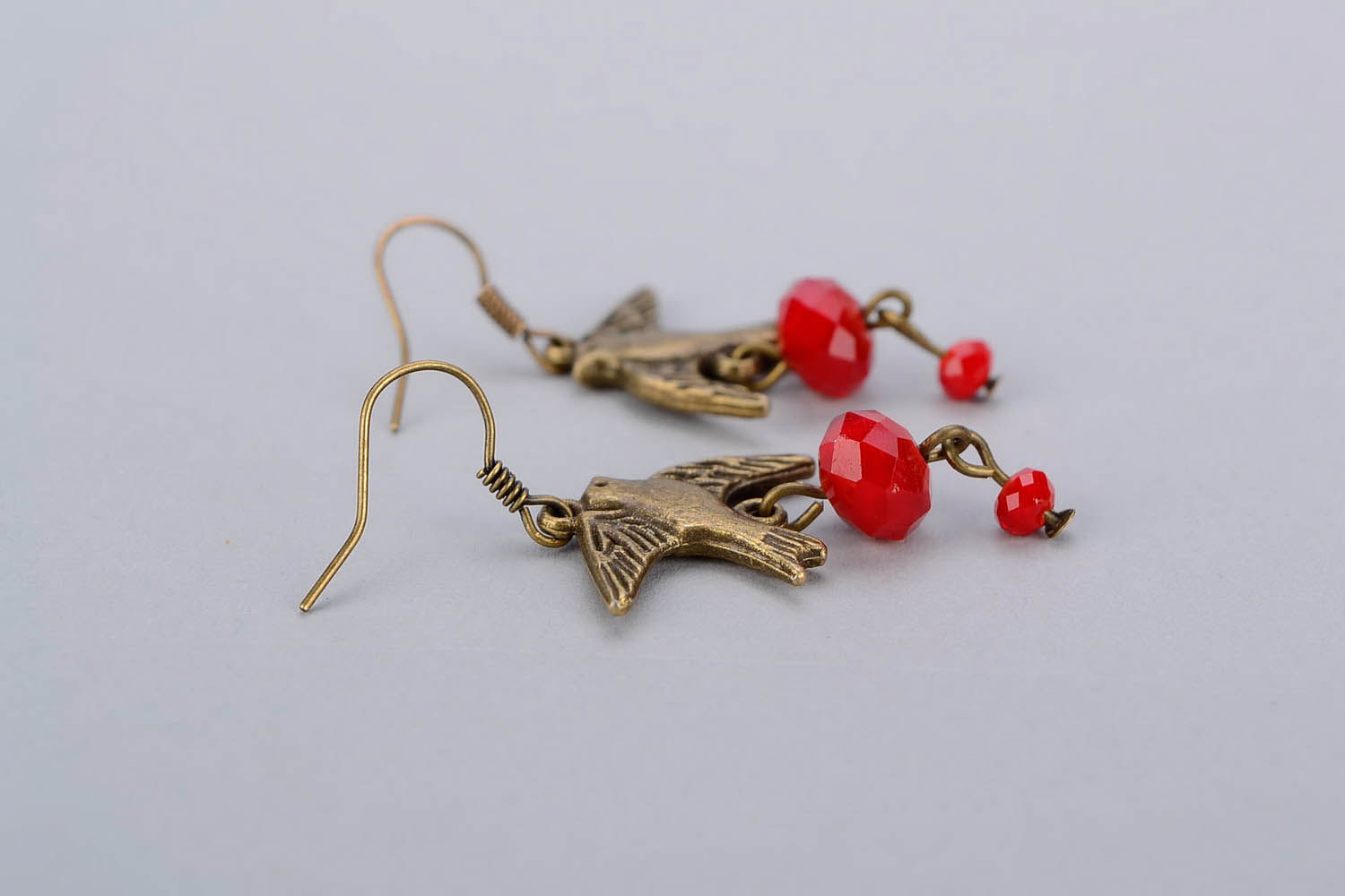 Earrings with Czech crystal Swallows photo 4