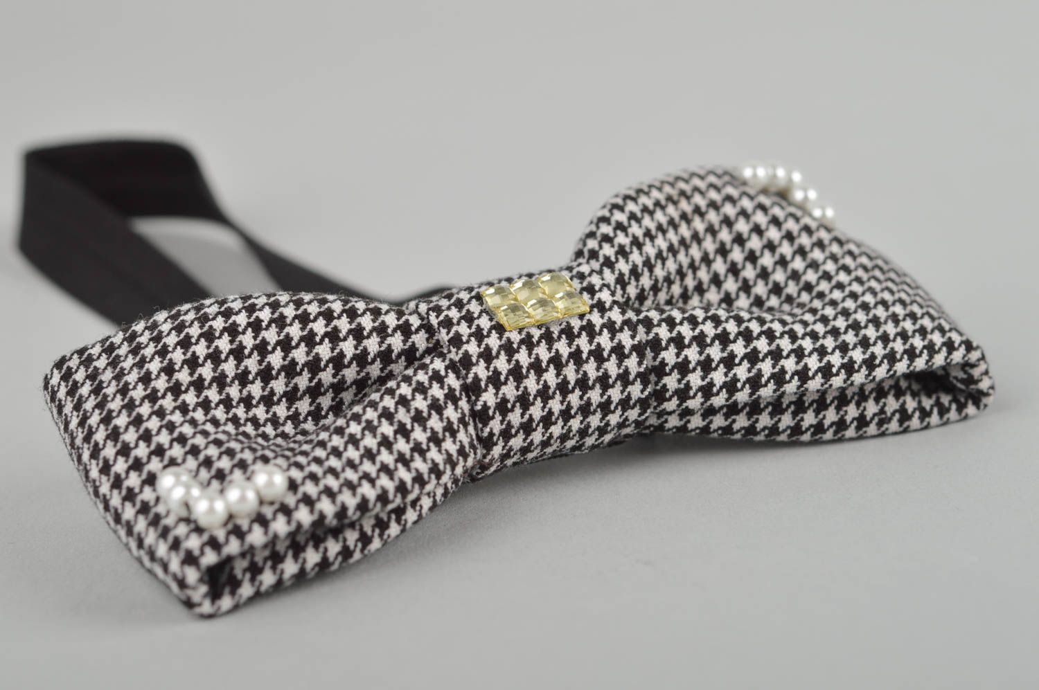 Галстук бабочка черно-белая галстук ручной работы женский галстук бабочка  фото 4