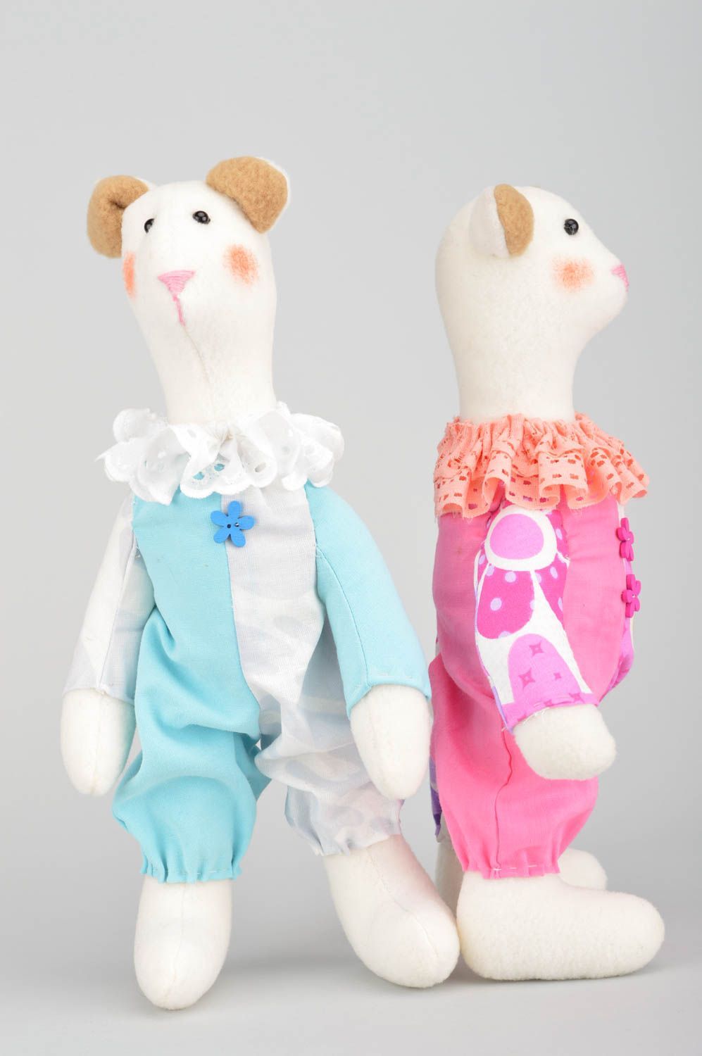 Set of 2 handmade designer fabric soft toys for children beautiful clowns photo 1