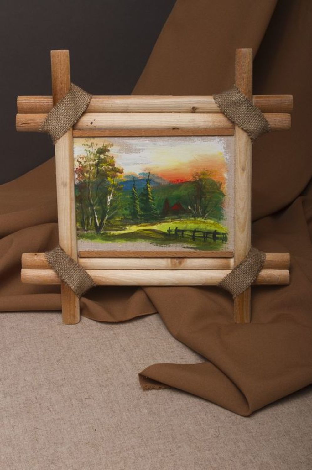 Painting in wooden frame photo 1