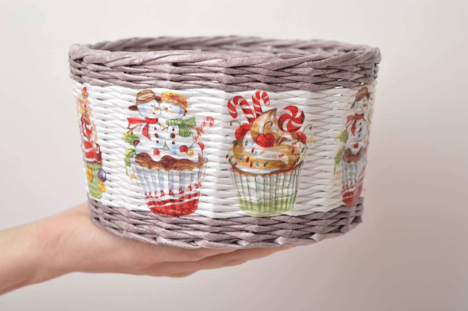 Handmade decorations paper basket woven basket Christmas decorations cool gifts photo 2