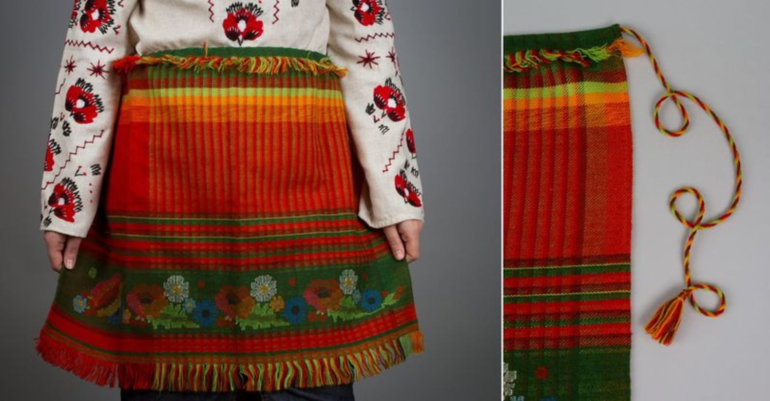 Woven apron in ethnic style photo 4