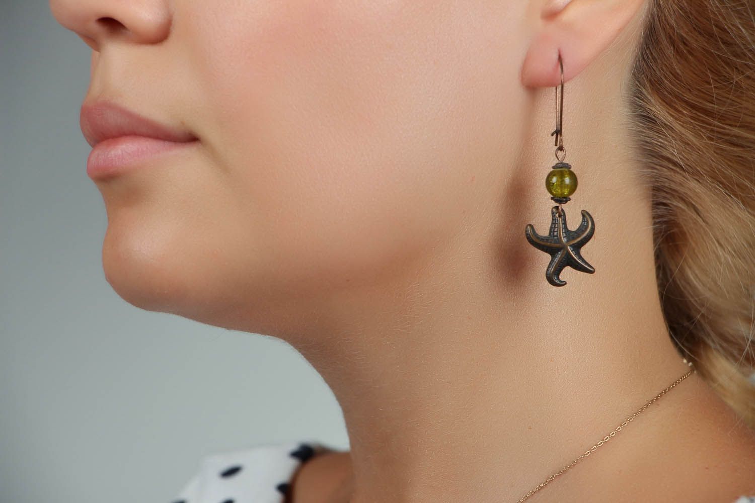 Metal earrings with crystal photo 5