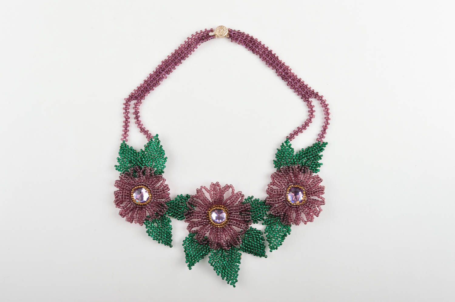Parure de Bijoux en perles de rocaille faits main Collier et bracelet fleurs photo 4