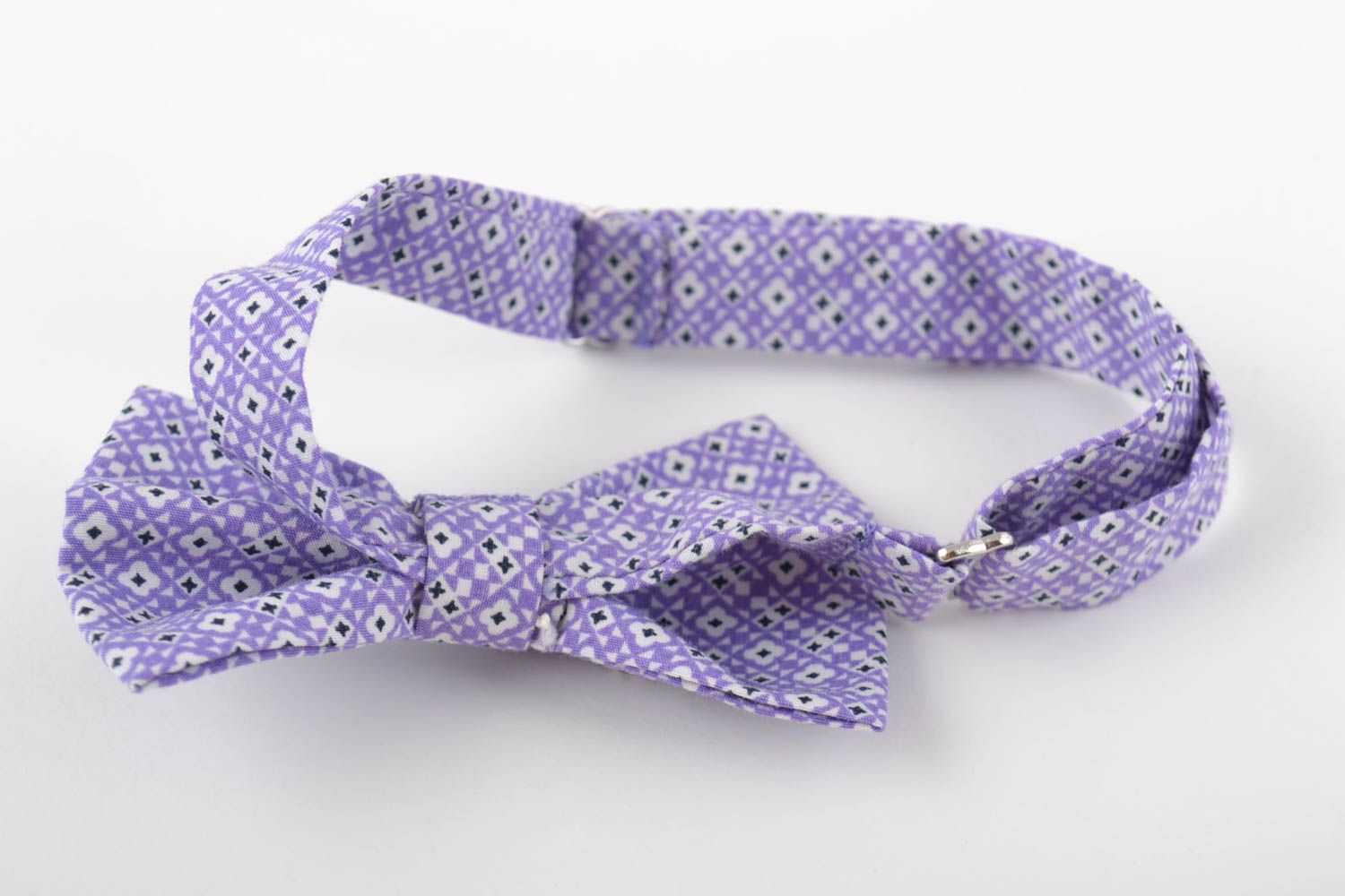 Beautiful motley handmade designer fabric bow tie with print photo 3