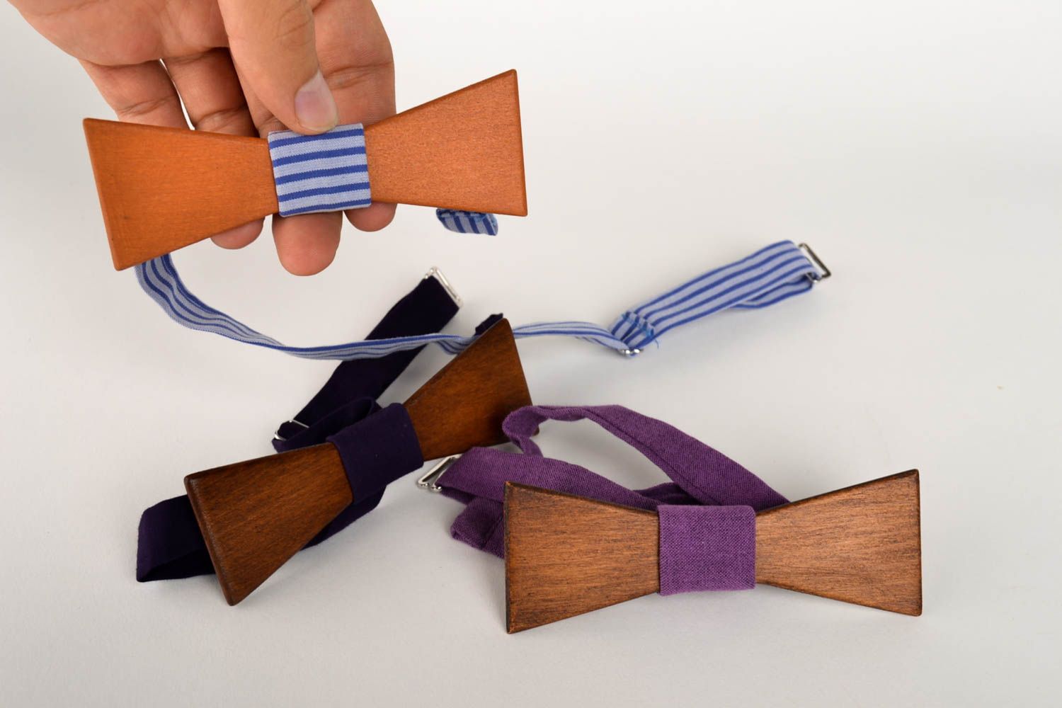 Handmade designer wooden bow ties 3 male cute accessories unusual bow ties photo 5