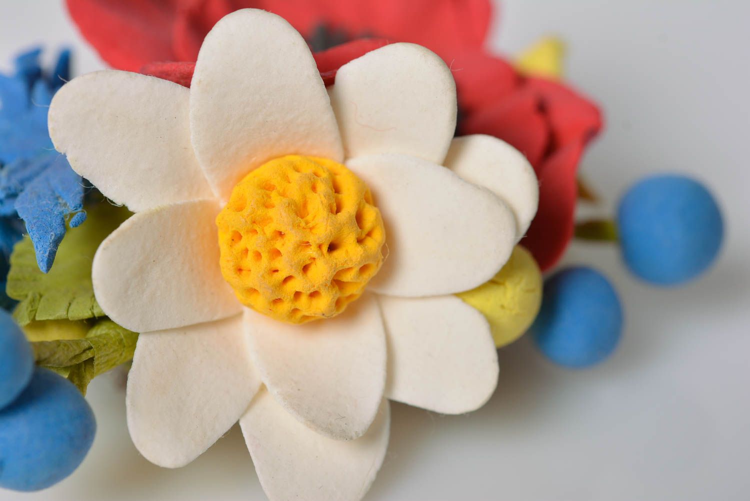 Women's beautiful handmade polymer clay flower brooch designer accessory photo 2