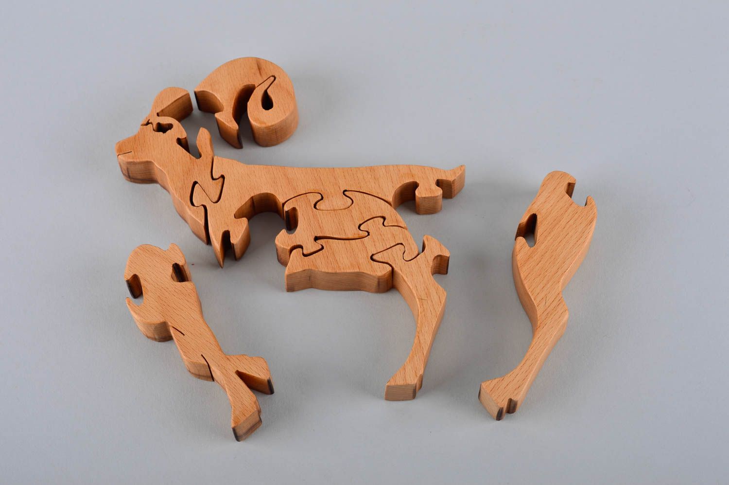 Пазлы для детей ручной работы игра пазлы деревянная детская игрушка Козел фото 5