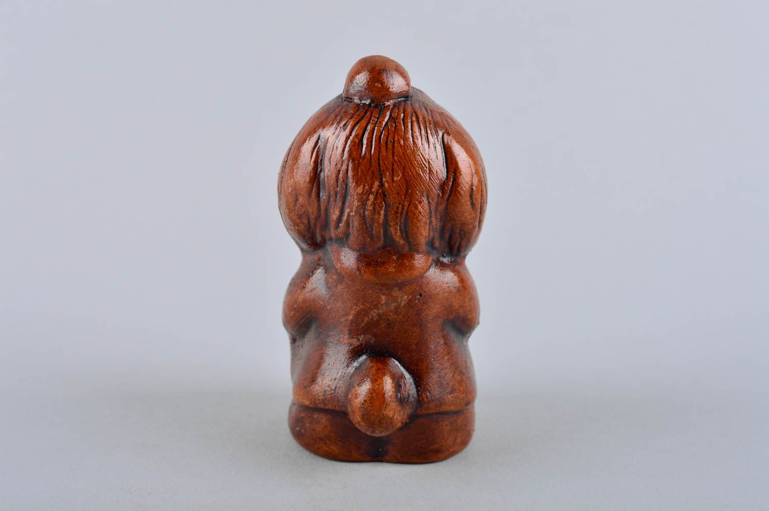 Keramik Deko Figur aus Ton handmade Wohnzimmer Dekoration Hund klein braun foto 4