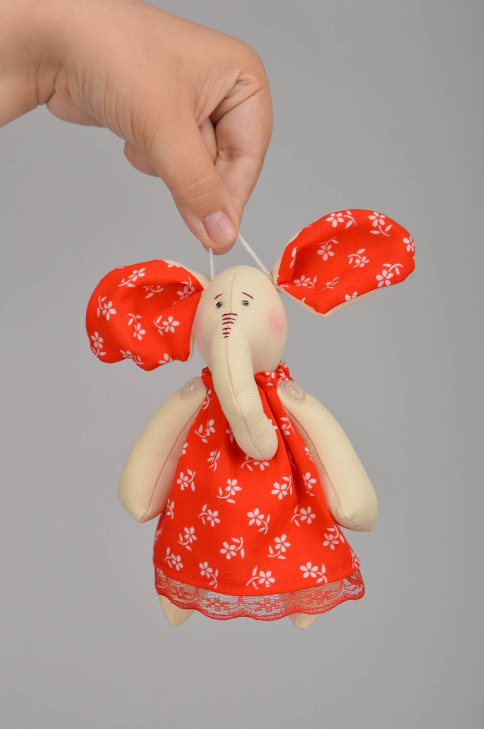 Poupée éléphant faite main avec cordon décoration originale jouet pour enfant photo 5
