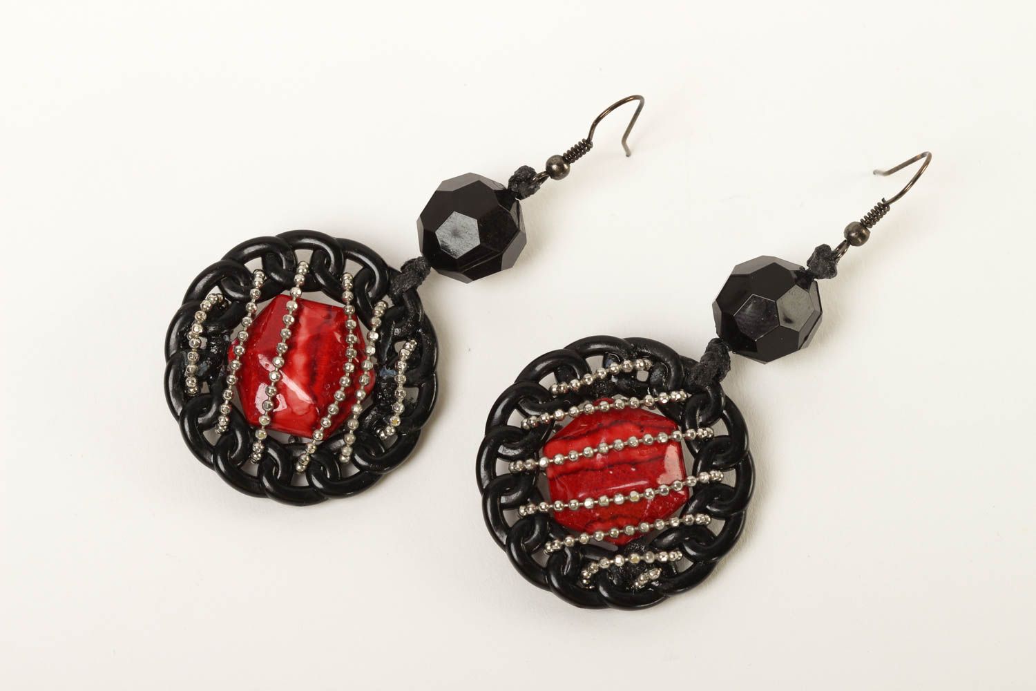 Beautiful handmade plastic earrings dangle earrings artisan jewelry designs photo 2