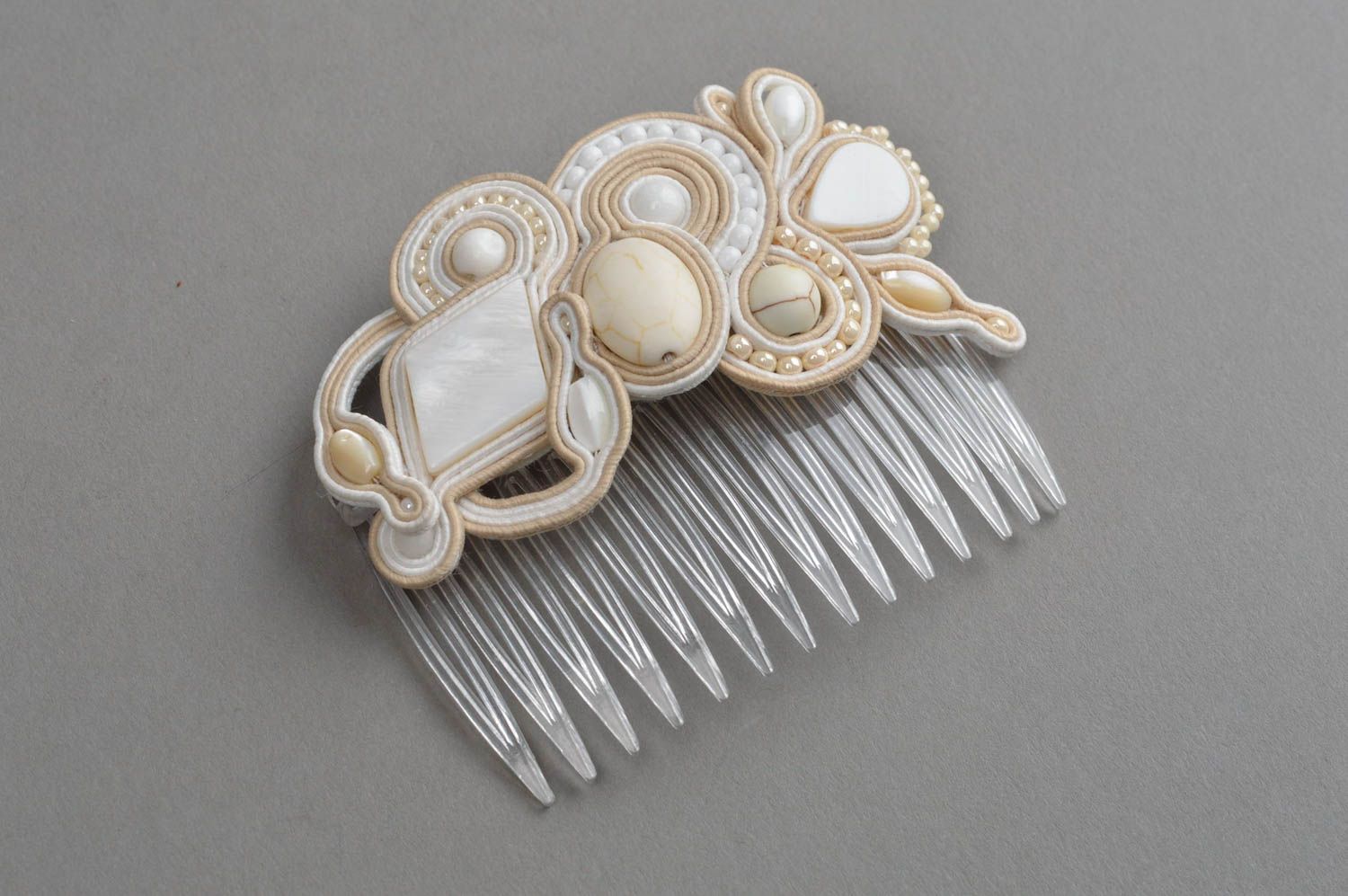 Bridal hair comb handmade hair accessories soutache jewelry gift ideas for her photo 2