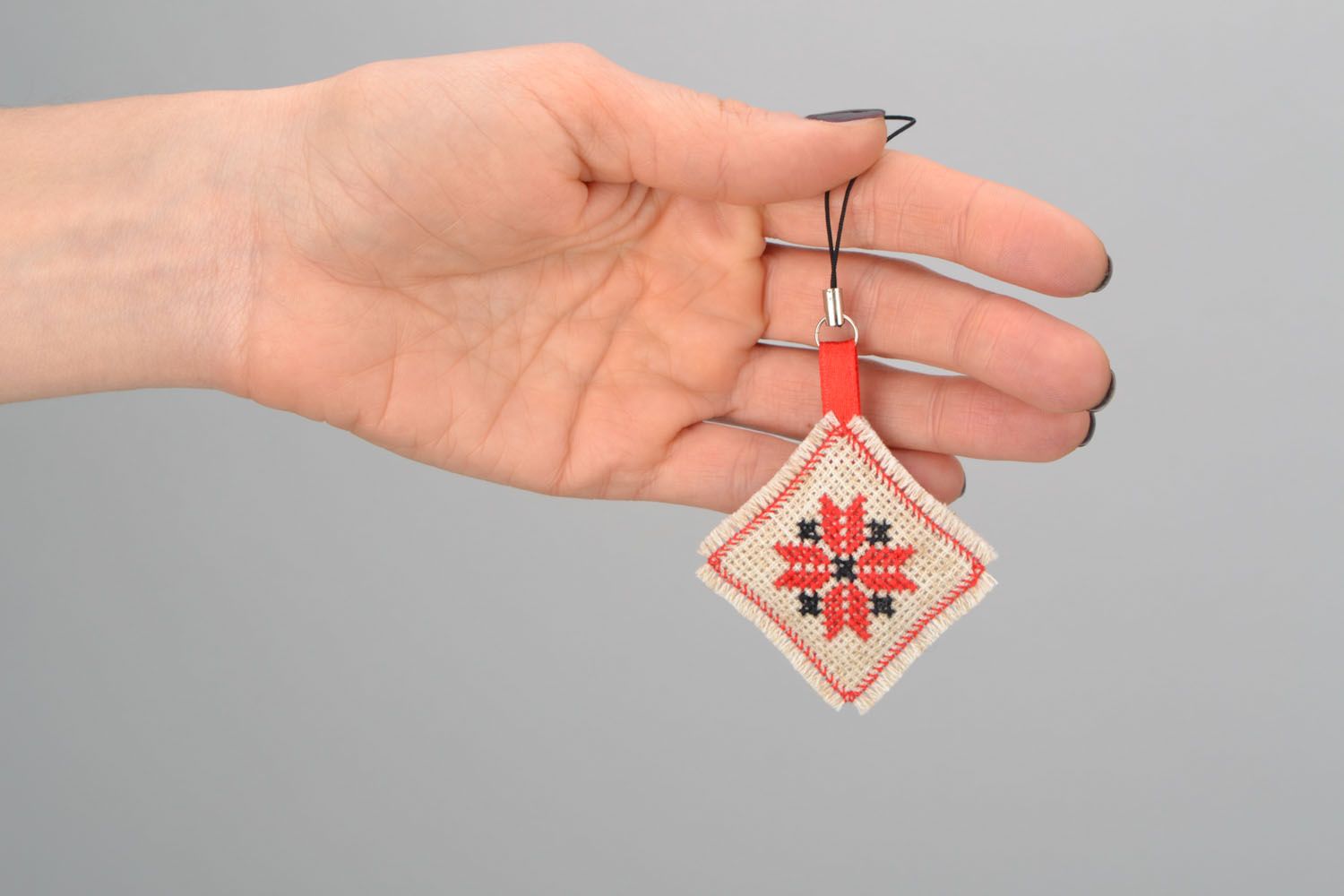 Keychain with cross stitch embroidery photo 2