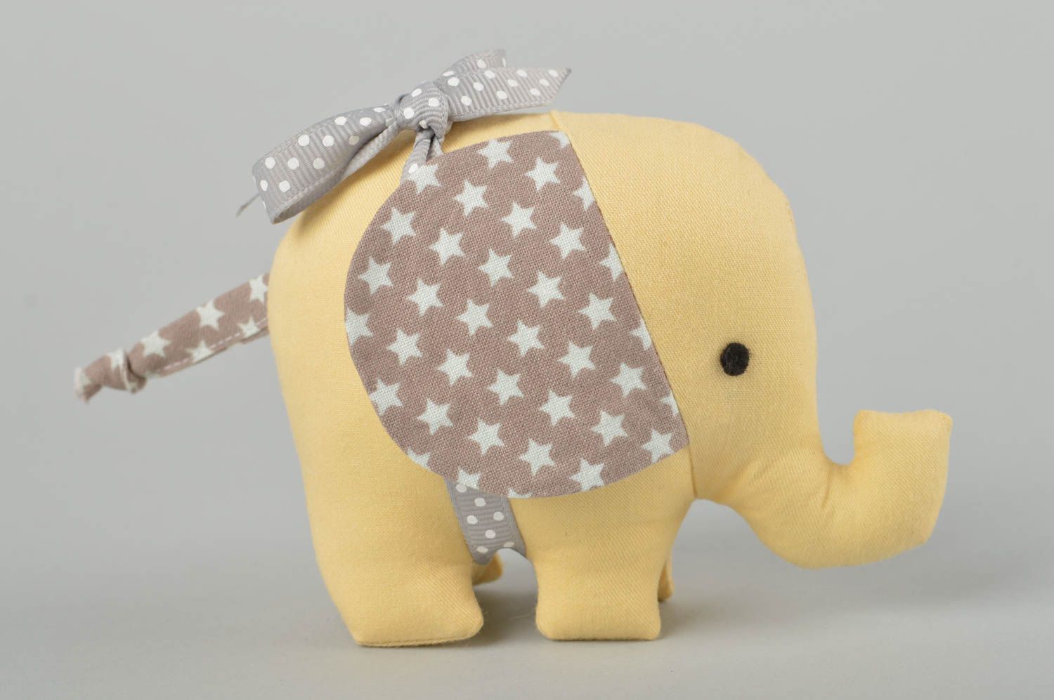 Handmade yellow soft toy unusual interior toy stylish textile elephant photo 2