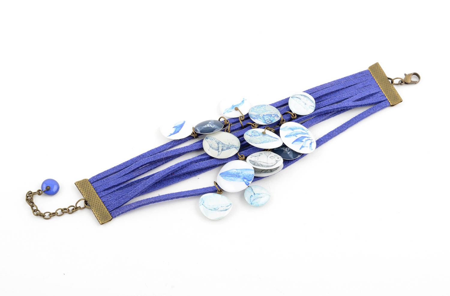 Armband Frauen handmade Schmuck für Frauen in Blau Wildleder Armband schön foto 5